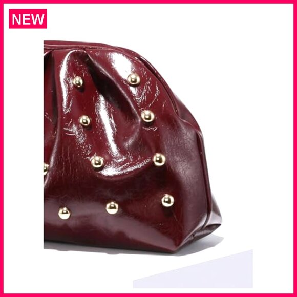 PU Leather Studded Clutch Bag with Magnet Closure for Evening Events